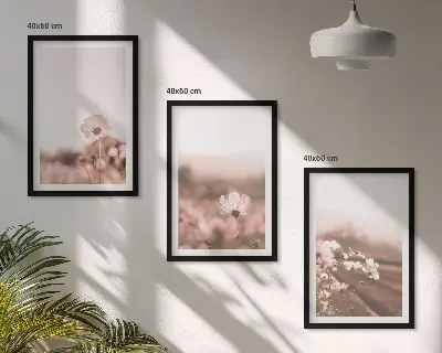Wildflower meadow landscape wall art three-piece set