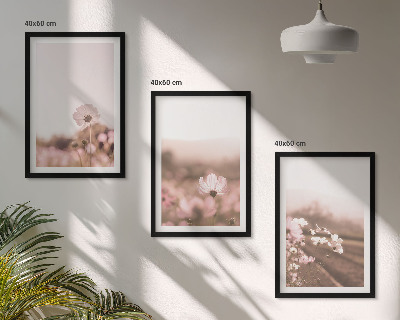 Three-piece wall art piece Wildflowers meadows summer landscapes