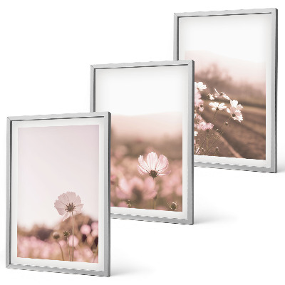 Three-piece wall art piece Wildflowers meadows summer landscapes