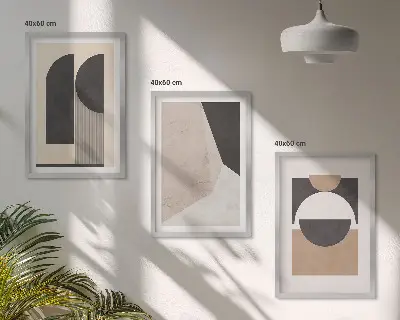 Wall art set Abstract shapes beige brown