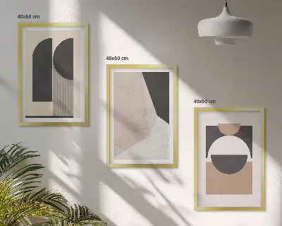 Wall art set Abstract shapes beige brown
