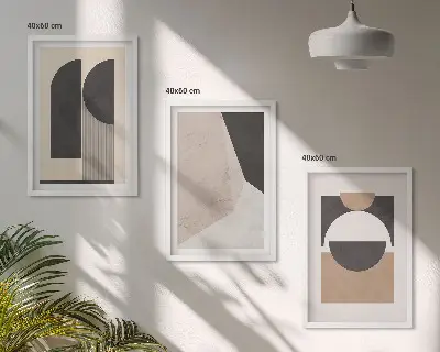Wall art set Abstract shapes beige brown