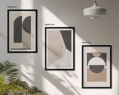 Wall art set Abstract shapes beige brown