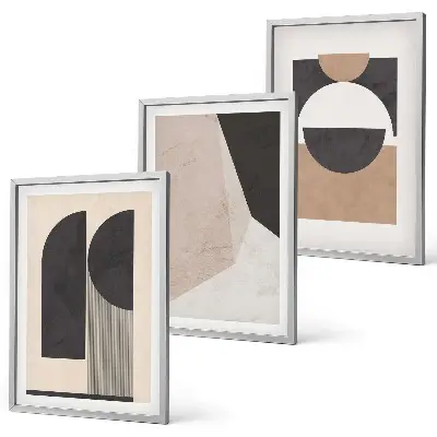 Wall art set Abstract shapes beige brown