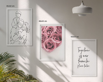 Three-piece wall art piece Family line-art rose bouquets