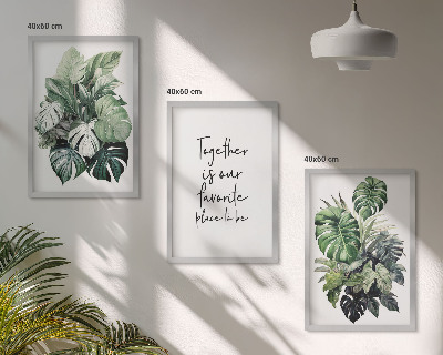 Wall art set Green leaves of tropical plants