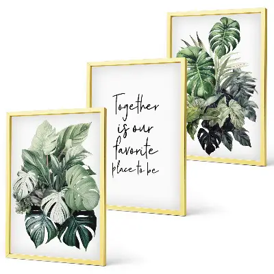 Wall art set tropical green plant leaves