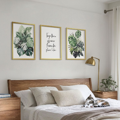 Wall art set Green leaves of tropical plants