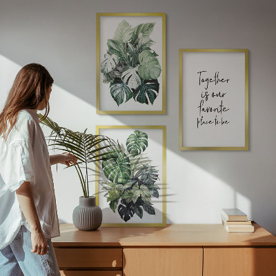 Wall art set Green leaves of tropical plants