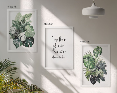 Wall art set Green leaves of tropical plants