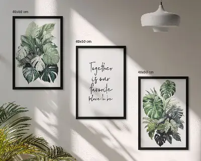 Wall art set tropical green plant leaves