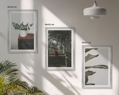 Three-piece wall art piece Rustic potted plants