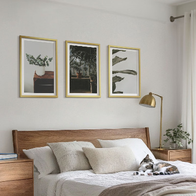 Three-piece wall art piece Rustic potted plants