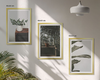 Three-piece wall art piece Rustic potted plants