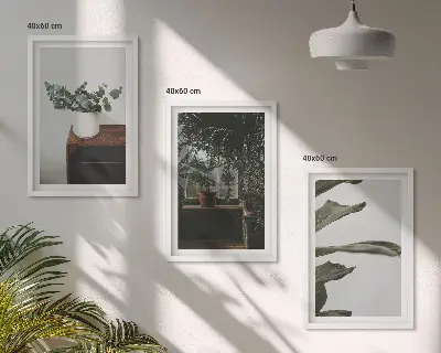 Three-piece wall art set rustic potted plants design