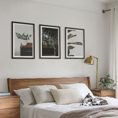 Three-piece wall art piece Rustic potted plants