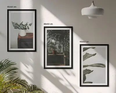 Three-piece wall art set rustic potted plants design