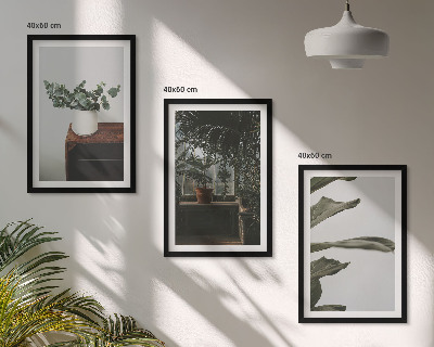 Three-piece wall art piece Rustic potted plants