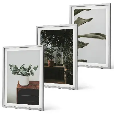 Three-piece wall art set rustic potted plants design