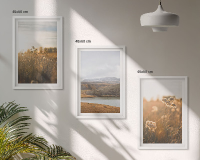 Three-piece wall art piece Landscapes meadows mountains lake