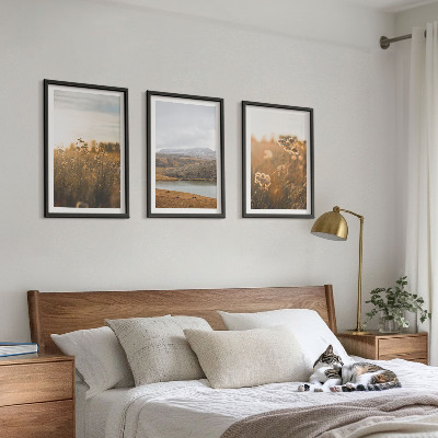 Three-piece wall art piece Landscapes meadows mountains lake