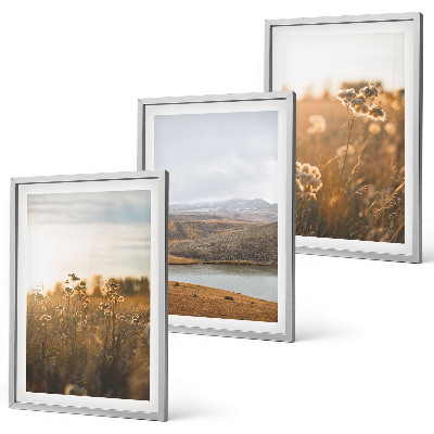 Three-piece wall art piece Landscapes meadows mountains lake