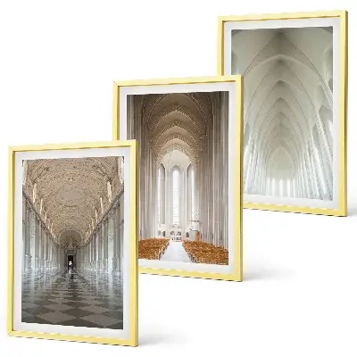Set of 3 framed wall art pieces featuring interiors of historic buildings