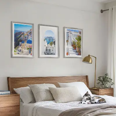 Santorini architecture wall art set oia village view