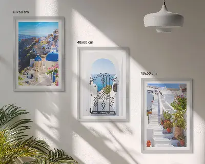 Santorini architecture wall art set oia village view