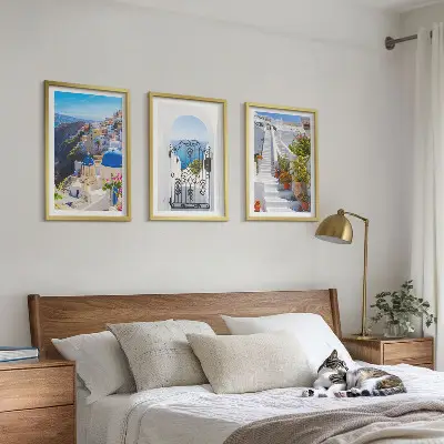 Santorini architecture wall art set oia village view