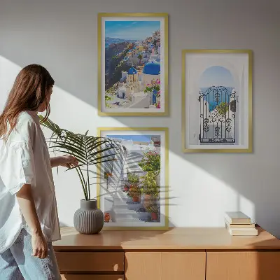 Santorini architecture wall art set oia village view