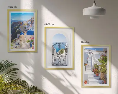 Santorini architecture wall art set oia village view