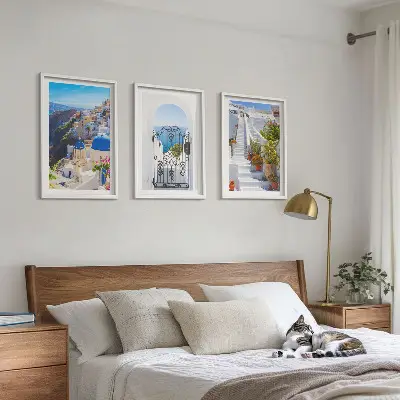 Santorini architecture wall art set oia village view
