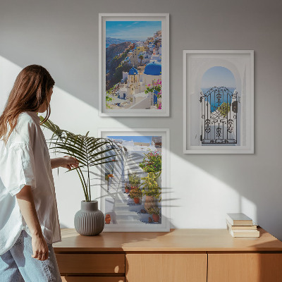 Wall art set Santorini architecture Oia