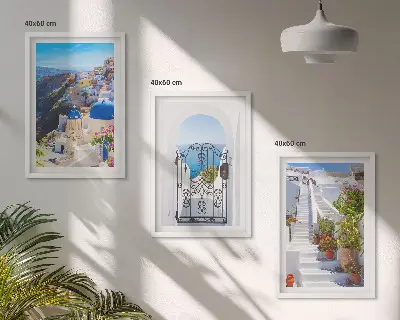 Santorini architecture wall art set oia village view