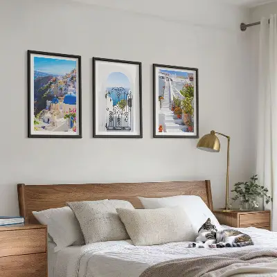 Santorini architecture wall art set oia village view