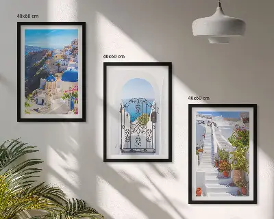 Santorini architecture wall art set oia village view
