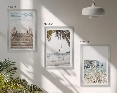 Beach wooden stairs swing wall art set 