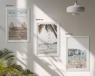 Beach wooden stairs swing wall art set 