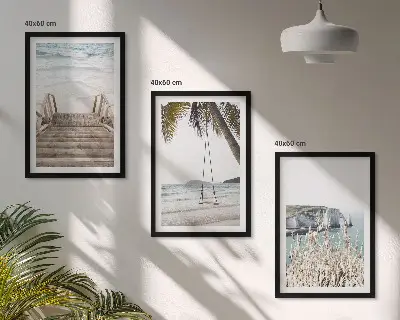 Beach wooden stairs swing wall art set 
