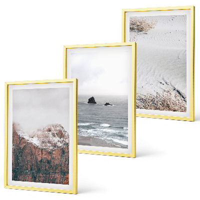 Three-piece wall art piece Mountains, clouds, sea, sand, nature