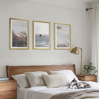 Three-piece wall art piece Mountains, clouds, sea, sand, nature