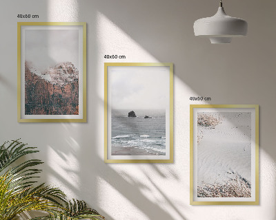 Three-piece wall art piece Mountains, clouds, sea, sand, nature