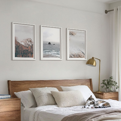 Three-piece wall art piece Mountains, clouds, sea, sand, nature