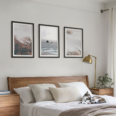Three-piece wall art piece Mountains, clouds, sea, sand, nature
