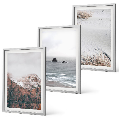 Three-piece wall art piece Mountains, clouds, sea, sand, nature