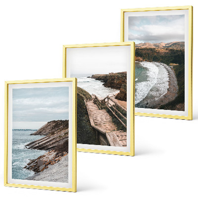 Set of 3 framed wall art pieces Cliff views, beach landscapes