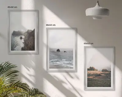 Wall art set featuring landscapes of mountains and the sea
