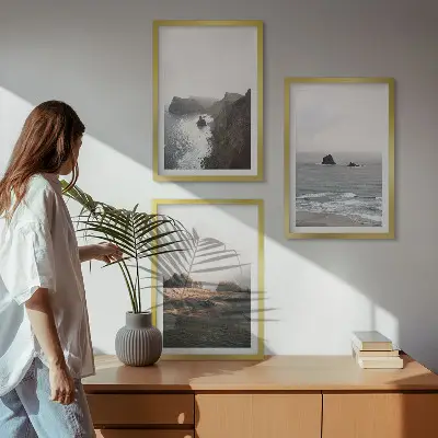 Wall art set featuring landscapes of mountains and the sea