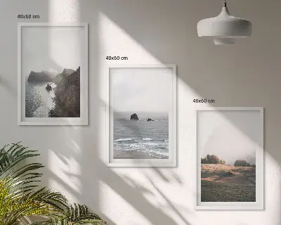 Wall art set featuring landscapes of mountains and the sea